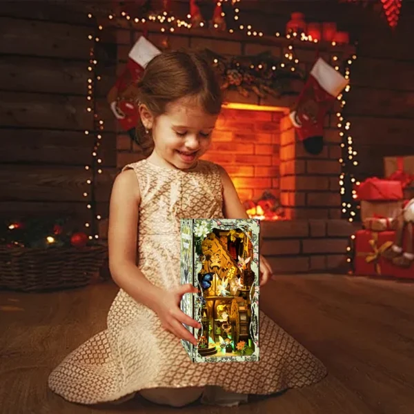 Miniature House Kits DIY Book Nook 3D Puzzle Shelf Insert – Xmas Gift Decor - Image 5