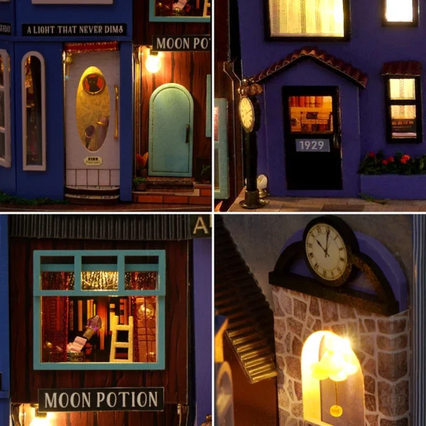 Miniature House Kits Wooden Dollhouse Bookshelf Set Decoration Gift - Image 3