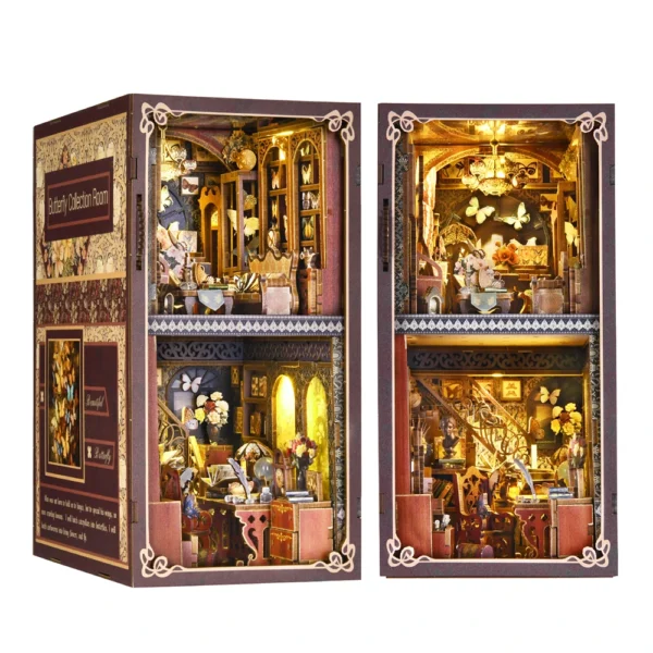 Butterfly Book Nook Kit Wooden 3D Puzzle DIY Dollhouse Model Toy