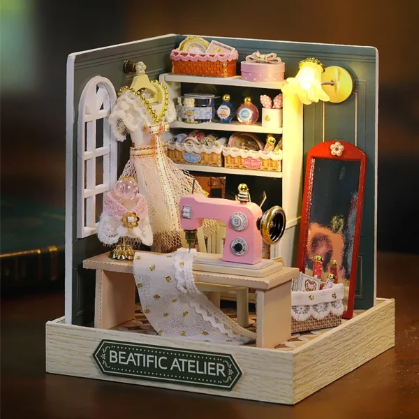 Miniature House Kits 3D Puzzle Model with Dust Cover - Home Decor Gift