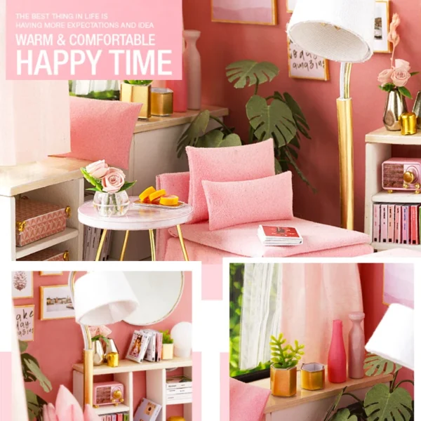 Wooden Miniature House Kits: DIY 3D Puzzle with Furniture for Kids' Gifts - Image 2