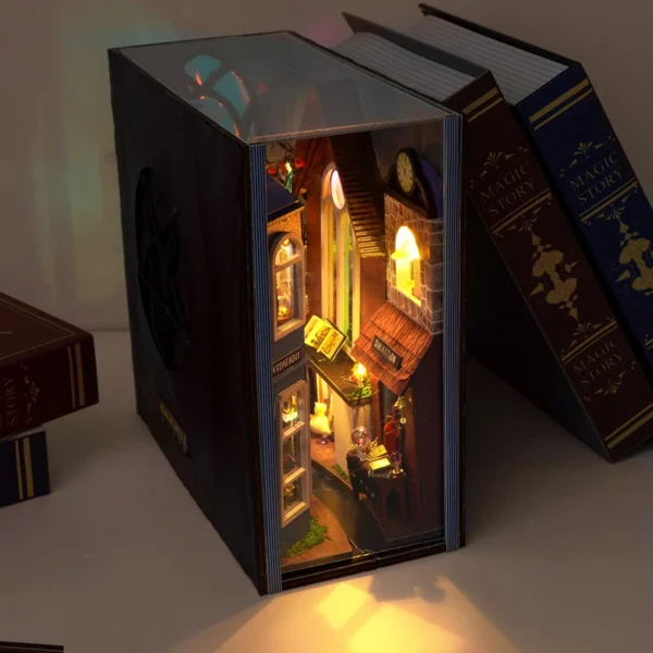 Miniature House Kits Wooden Dollhouse Bookshelf Set Decoration Gift - Image 6