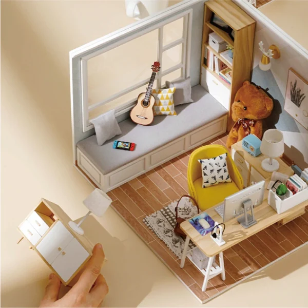 Miniature House Kits: DIY Wooden Doll House with LED Furniture for All Age