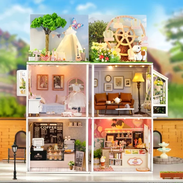 Miniature House Kits: DIY Wooden Doll House with Battery-Powered Miniature Landscape - Image 4