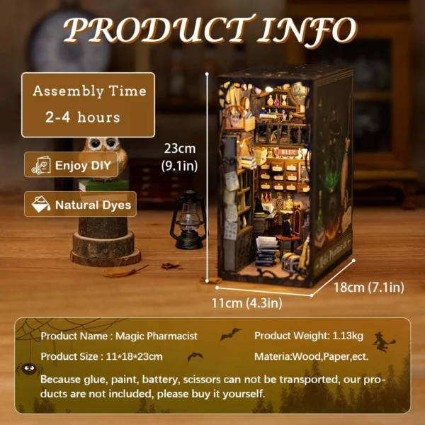 Miniature House Kits: DIY Book Nook Magic Pharmacist with Touch Lights for Gifts - Image 11