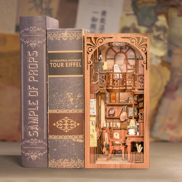 Miniature House Kits: DIY Book Nook Dollhouse with Touch Light for Children - Image 4