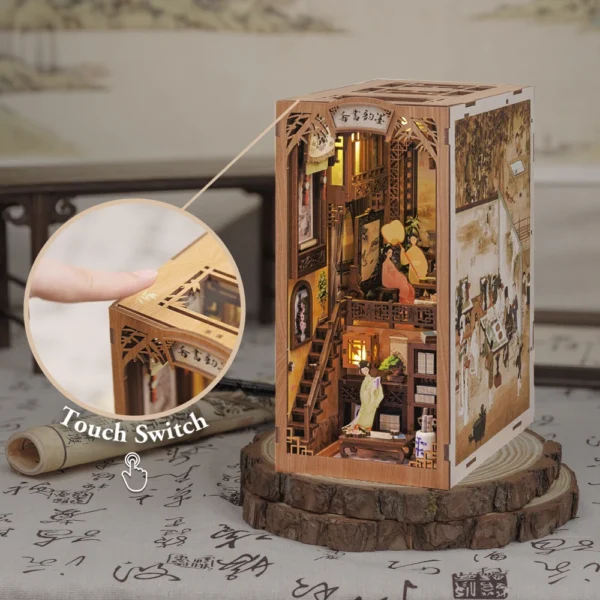 Miniature House Kits: Book Nook Dollhouse with Touch Light. - Image 6