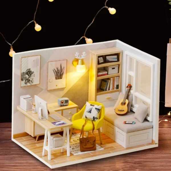Miniature House Kits: DIY Wooden Doll House with LED Furniture for All Age - Image 2