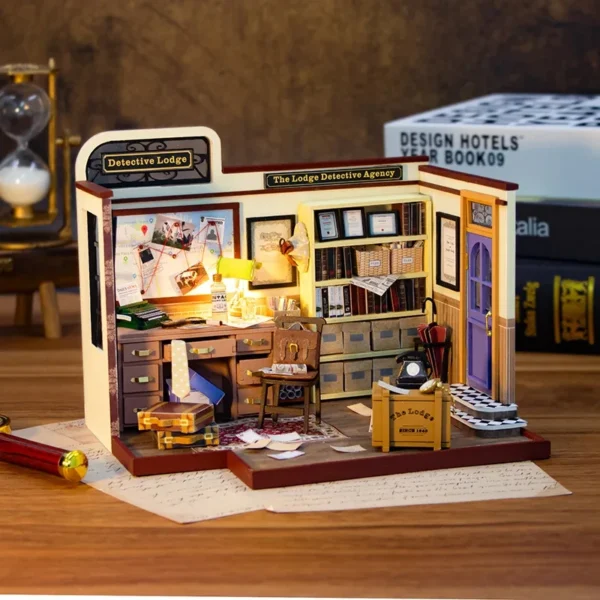 Miniature House Kits: LED Detective Lodge DIY Dollhouse for Creative Fun