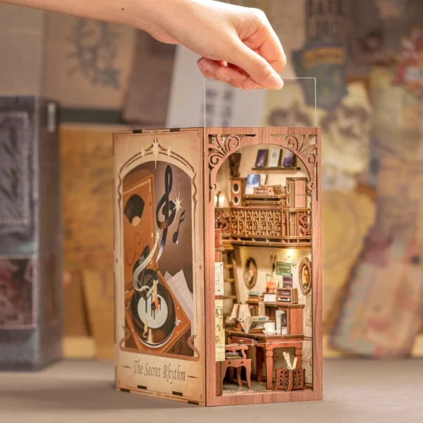 Miniature House Kits: DIY Book Nook Dollhouse with Touch Light for Children - Image 3