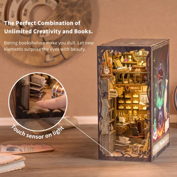 Miniature House Kits: DIY Book Nook Magic Pharmacist with Touch Lights for Gifts - Image 6