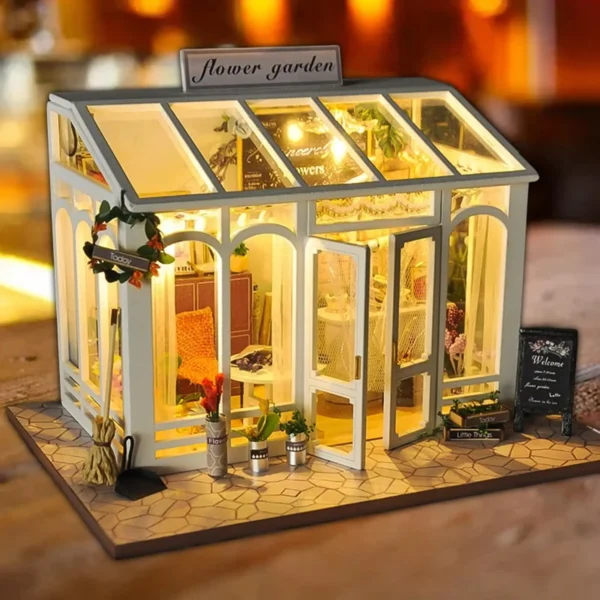 Handmade Miniature House Kits: Doll House with Flower Garden 3D Puzzle - Image 9
