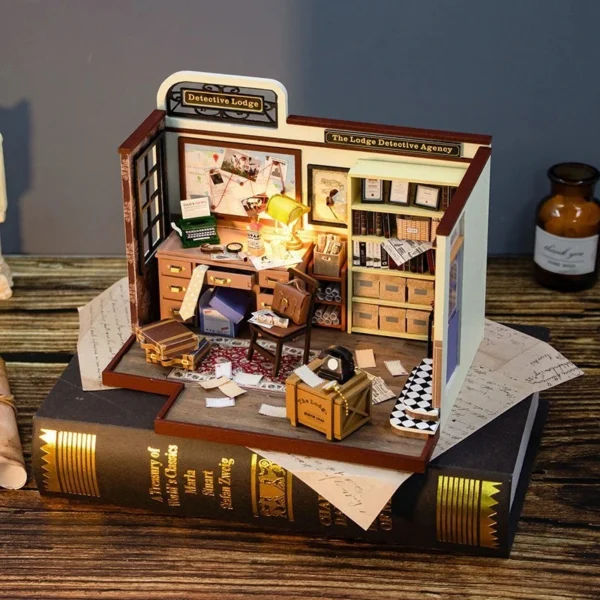 Miniature House Kits: LED Detective Lodge DIY Dollhouse for Creative Fun - Image 4