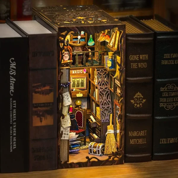 Miniature House Kits DIY Book Nook Dollhouse with LED Light Decor - Image 3