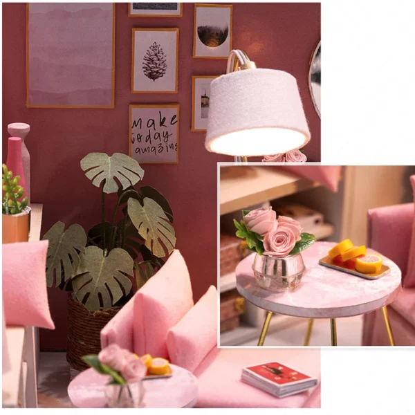 Wooden Miniature House Kits: DIY 3D Puzzle with Furniture for Kids' Gifts - Image 3
