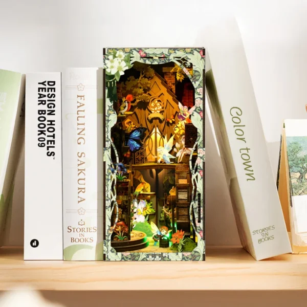 Miniature House Kits DIY Book Nook 3D Puzzle Shelf Insert – Xmas Gift Decor - Image 4