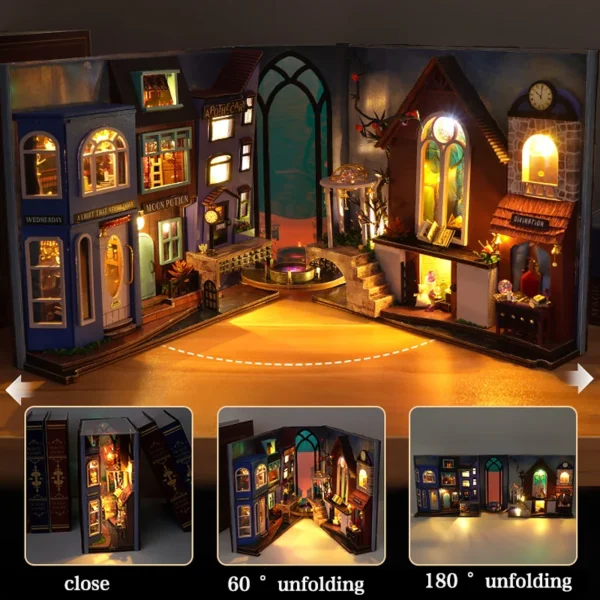 Miniature House Kits Wooden Dollhouse Bookshelf Set Decoration Gift - Image 2