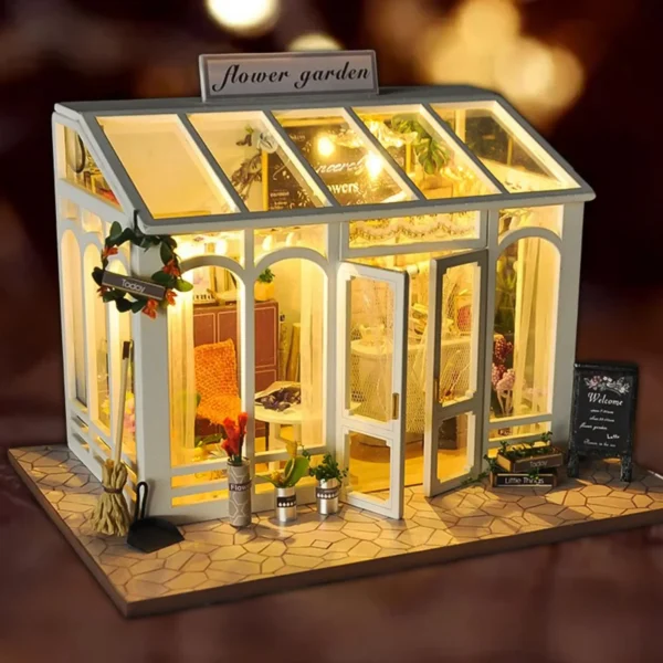 Handmade Miniature House Kits: Doll House with Flower Garden 3D Puzzle - Image 5