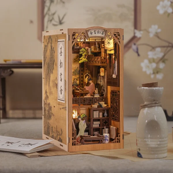 Miniature House Kits: Book Nook Dollhouse with Touch Light. - Image 3