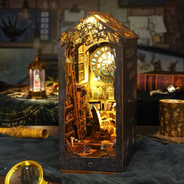 Miniature House Kits DIY Book Nook Wooden Detective Agency Model