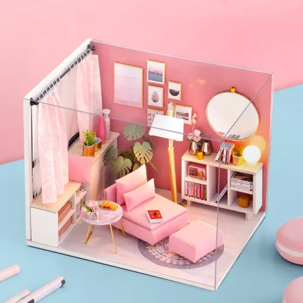 Wooden Miniature House Kits: DIY 3D Puzzle with Furniture for Kids' Gifts