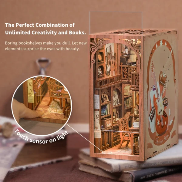Miniature House Kits: DIY Book Nook Dollhouse with Touch Light for Children