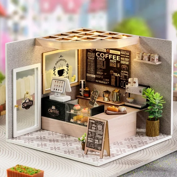 Miniature House Kits: DIY Coffee Shop Model for Creative Builders - Image 3