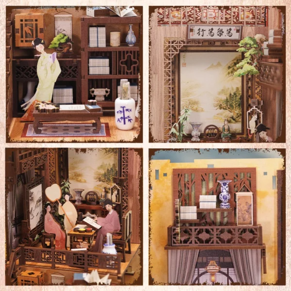 Miniature House Kits: Book Nook Dollhouse with Touch Light. - Image 10