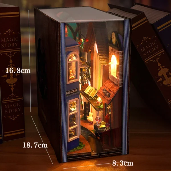 Miniature House Kits Wooden Dollhouse Bookshelf Set Decoration Gift - Image 5