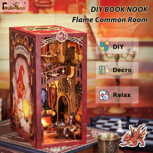 Miniature House Kits DIY Book Nook Dollhouse with LED Light Decor - Image 4