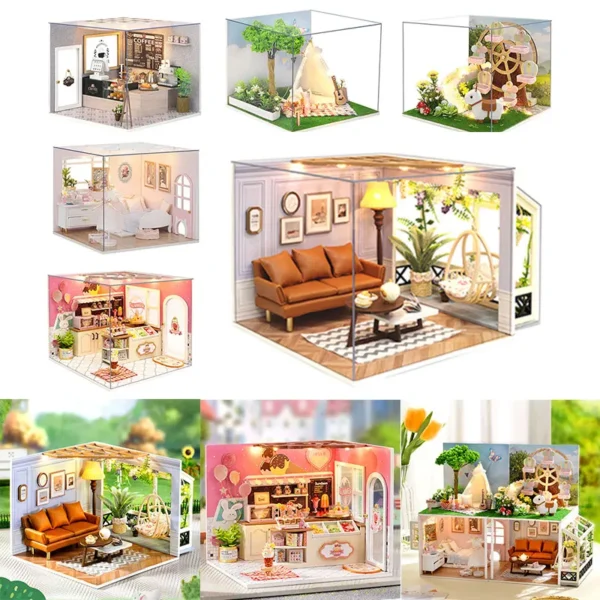 Miniature House Kits: DIY Wooden Doll House with Battery-Powered Miniature Landscape