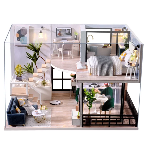 DIY Dollhouse Wooden Miniature House Kits: Furniture & LED Toys for Children
