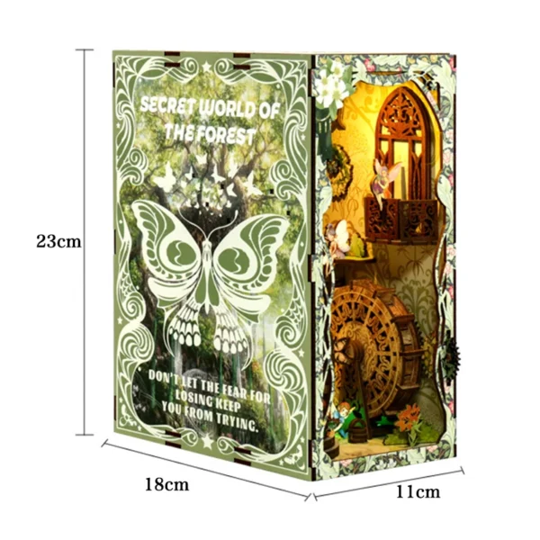 Miniature House Kits DIY Book Nook 3D Puzzle Shelf Insert – Xmas Gift Decor - Image 6