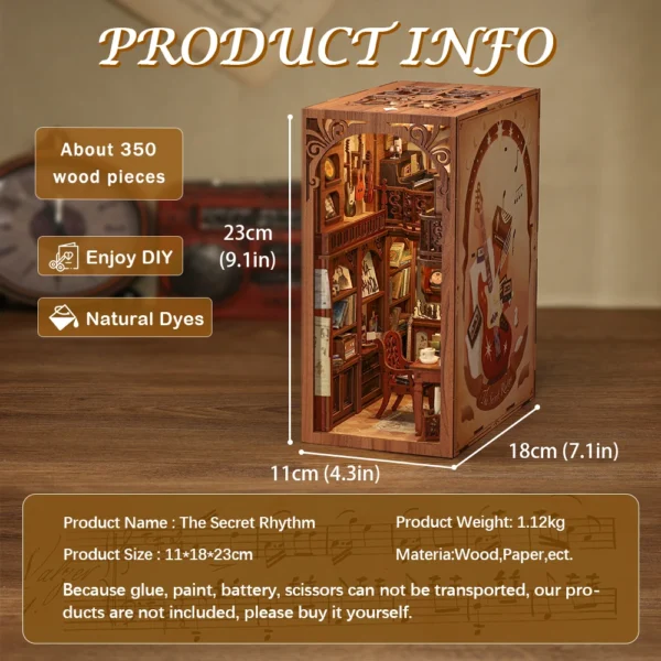 Miniature House Kits: DIY Book Nook Dollhouse with Touch Light for Children - Image 7