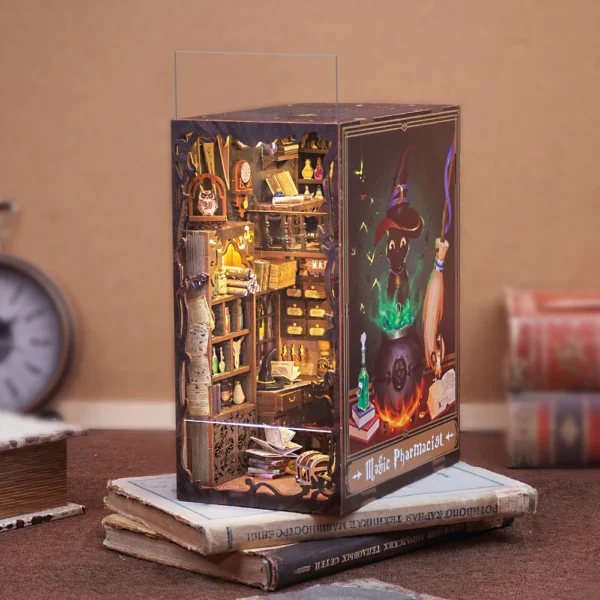 Miniature House Kits: DIY Book Nook Magic Pharmacist with Touch Lights for Gifts