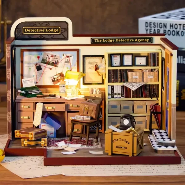 Miniature House Kits: LED Detective Lodge DIY Dollhouse for Creative Fun - Image 2