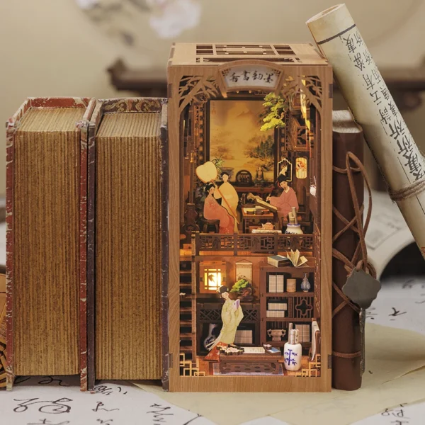 Miniature House Kits: Book Nook Dollhouse with Touch Light. - Image 9