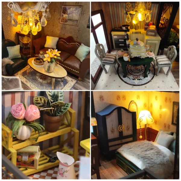 Miniature House Kits: DIY Modern Loft Dollhouse with Furniture and LED Lights - Image 6