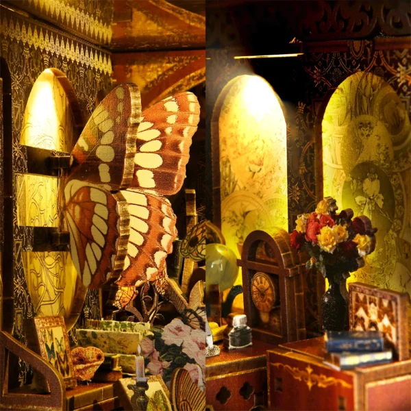 Butterfly Book Nook Kit Wooden 3D Puzzle DIY Dollhouse Model Toy - Image 6