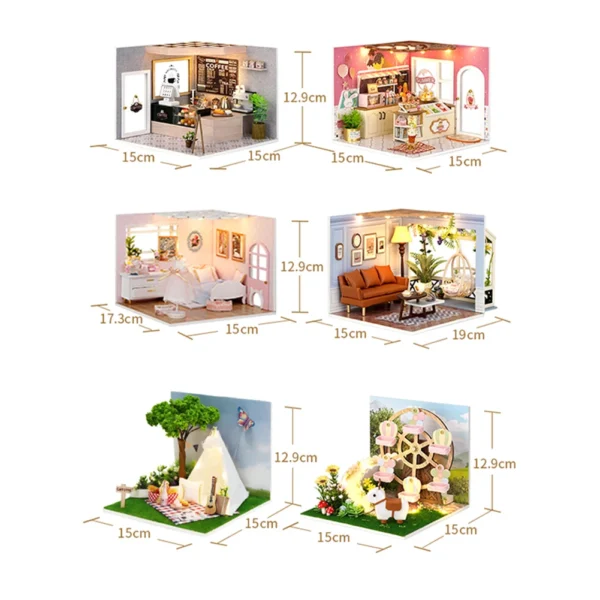 Miniature House Kits: DIY Wooden Doll House with Battery-Powered Miniature Landscape - Image 6