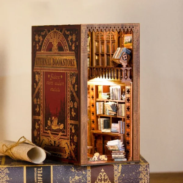 Miniature House Kits DIY Book Nook Dollhouse with LED Light Decor - Image 5