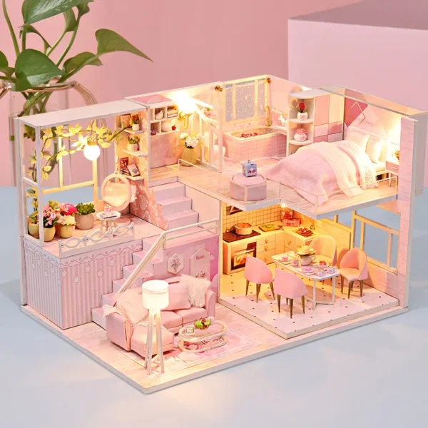 Miniature House Kits: DIY Duplex Apartment Model with Furniture